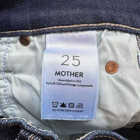 New MOTHER Mid Rise Dazzler Ankle Jeans Straight Leg Denim Off Limits Blue 25 - Picture 7 of 14